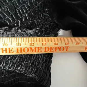 Black Velvet Babydoll Top Medium Smocked Puff Sleeve Whimsigoth Goth thumbnail 6