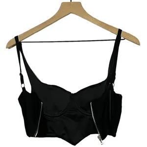 White Fox Cropped Corset Top - Black - Small thumbnail 4