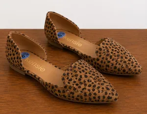 Kensie Gaby Leopard Cheetah Print‎ d'Orsay Pointed Toe Flats Tan Black 6.5M thumbnail 1