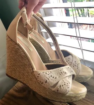 Cute Summery Espadrille Wedges Tan Size 8 thumbnail 1