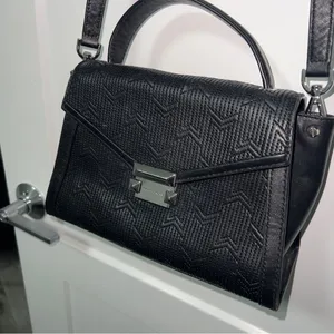 Michael Kors Whitney Medium Quilted Top Handle Satchel Black/Silver thumbnail 1