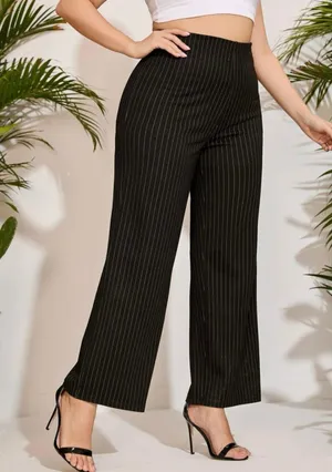 Women’s Pinstriped Flare Leg Pants (Plus Size: 0XL) thumbnail 1