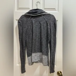 Free People Beach Gray Cowl Neck Turtleneck Sweater One Body Raw Edges *HOLE thumbnail 2