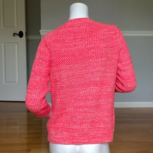 Boden Textured Knit Cardigan Sweater Women’s Size Small Bright Coral Pink Button Front thumbnail 4