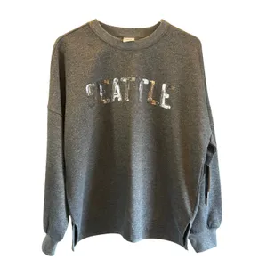 Seattle Kraken hockey grey silver sequins sweatshirt Medium thumbnail 2
