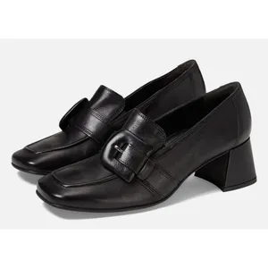 Paul Green ROBIN SQUARE TOE BLACK LEATHER LOAFER PUMP Size 7 US 9.5 thumbnail 2