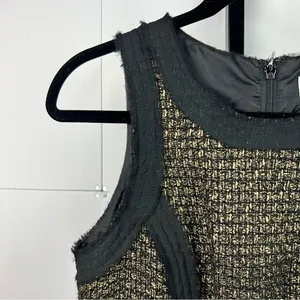Michael Kors Tweed Sheath Dress Sz 4 Black Gold Metallic Career Cocktail Preppy thumbnail 7