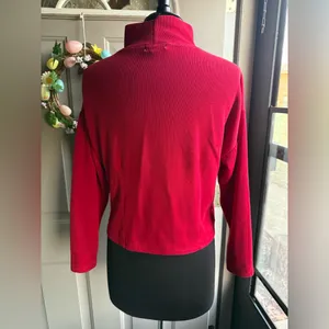Vintage 90s Express Tricot red crop ribbed turtleneck, size small thumbnail 6
