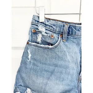 Abercrombie & Fitch Curve Love High Rise Mom Shorts Distressed Medium Wash thumbnail 4
