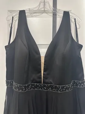 Sherri Hill Black Evening Gown with Embellished Waist thumbnail 1