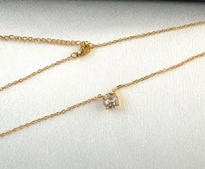 Adjustable Chain CZ Cubic Zirconia Pendant Necklace for Women thumbnail 3