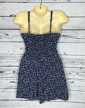 Abercrombie & Fitch NWT Size S Blue Floral Print Smock One Piece Shorts Romper thumbnail 3