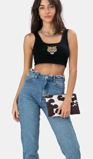 ADIKA Black Cattitude Crop Top Size Small‎ thumbnail 1
