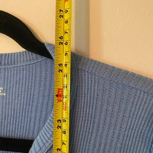 Aerie Blue Waffle Knit Long Sleeve Henley Shirt Loungewear Women's size Large thumbnail 7