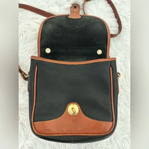 Dooney & Bourke Vintage Black Pebbled Leather Tan Trim Crossbody Bag‎ thumbnail 11