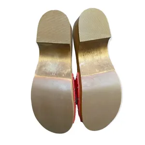 KDB Kelsi Dagger Brooklyn Red-Orange Wood Clogs Size 7 Excellent Condition thumbnail 5
