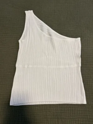 Banana Republic White One-shoulder Ribbed Tank thumbnail 2