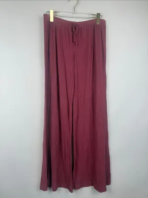 Auden Women's Cozy Ribbed Wide Leg Pants - Rose Pink Size Medium thumbnail 3