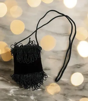 VINTAGE Black Beaded Cocktail Beaded Evening Bag thumbnail 1