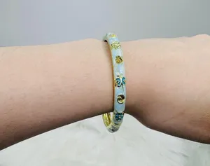 Blue Butterfly & Floral Theme Enamel Hollow Out Cloisonne Bangle thumbnail 4
