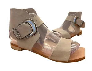 Free People Suede Western Buckle Sandals Women 36 US 5.5 Boho‎ Hippie Cowgirl thumbnail 1