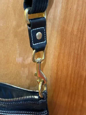 Coach Vintage Black Pebbled Leather & Signature Monogram Canvas Stripe Swingpack Crossbody Bag M0693-10796 thumbnail 8