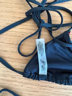 Frankie's Bikinis Black Tie-Side Triangle Bikini Set - Women Swim thumbnail 4