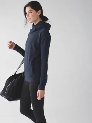 Lululemon Stress Less Hoodie Heathered Naval Blue Size 12 thumbnail 7