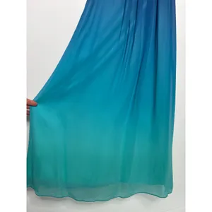 2000s BCBG Max Azria Teal Blue Ombre One-Shoulder Chiffon Evening Gown – Size 0 thumbnail 6