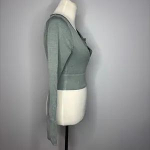 Offline by Aerie - Green Waffle Knit Long Sleeve Top thumbnail 3