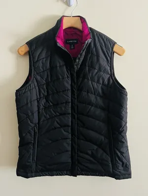 Lands End‎ Puffer Vest Womens Size Small 6-8 Full Zip Outdoor Black Pockets thumbnail 1