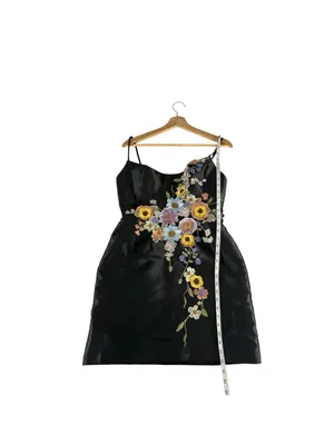Azazie Atelier Bria Dress Size 6 Black 3D Floral Embroidered Mini NWT thumbnail 12