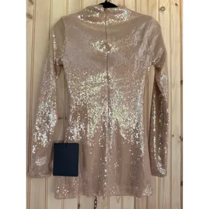 Lulus Sequin Long Sleeve Mini Dress Champagne Party Glam Holiday Extra Small thumbnail 3