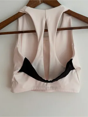 FIVE Dancewear High Neck Longline Sports Bra Crop Top Off White Black Small S thumbnail 3