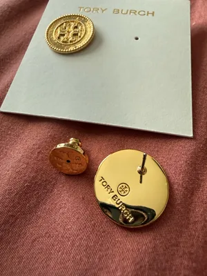 Tory Burch | Gold Plated Logo Button Earrings thumbnail 2