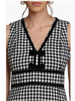 NWT Avec Les Filles Women's Black Bow Tweed Dress SZ-4 thumbnail 6