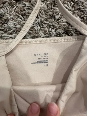 OFFLINE by Aerie faux leather crop top beige thumbnail 4