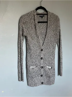 American Eagle Outfitters Marled Gray Button-Up Cardigan thumbnail 2