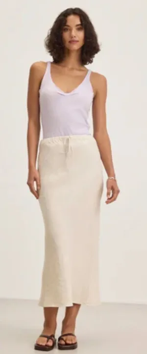 Song of Style Aimee Song‎ Linen Rayon Maxi Skirt Side Slit Beige Women Medium thumbnail 1