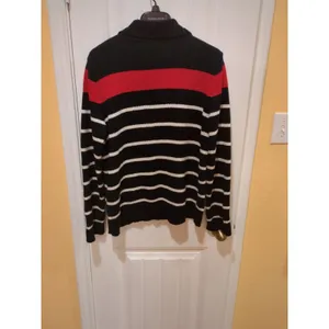 Ralph Lauren LRL Shawl Collar Sweater L Nautical Cotton Black Red Gold Buttons thumbnail 9