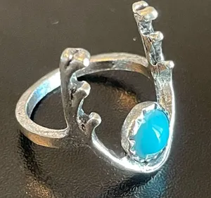Turquoise stone antler ring size 5.5 thumbnail 2