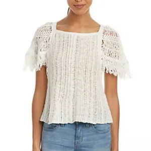Free People Blackbird Macrame top Ivory comb size XS thumbnail 3