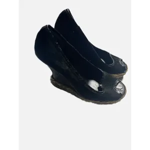 Hollywould Lexington Wedges Women 36 Black Suede Croc Peep Toe Platform Heels thumbnail 5