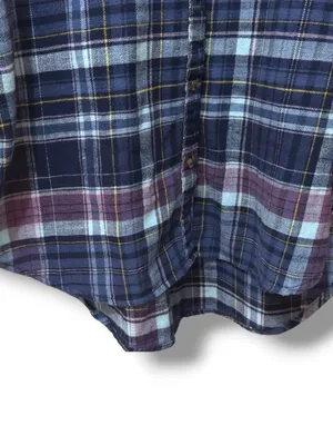 Aerie | EUC Cotton Navy & Purple Plaid Flannel Oversized Button-Down Shirt (S/M) thumbnail 8