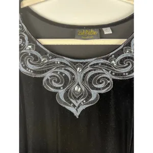 Bob Mackie Wearable Art Black Velvet Embellished Midi Dress 1X Evening Formal thumbnail 4