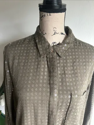 Anthropologie Maeve Sequin Button Down Top Size Large NWT thumbnail 5
