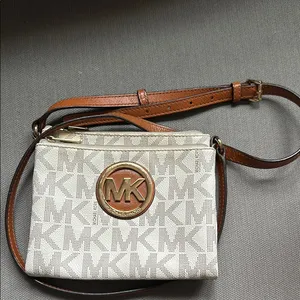 Michael Kors Cream and Brown Crossbody Bag thumbnail 1