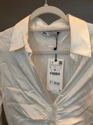 Zara white button silk shirt thumbnail 2