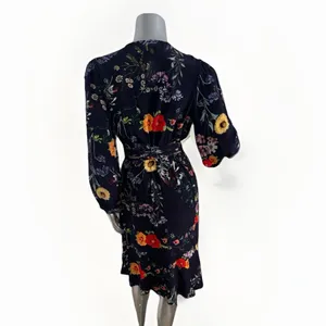 Amour Vert Washable Silk Elma Provence Floral Wrap Long Sleeve Midi Dress M thumbnail 9