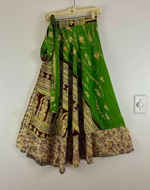 Reversible Maxi Wrap Skirt BINW714 Green thumbnail 1